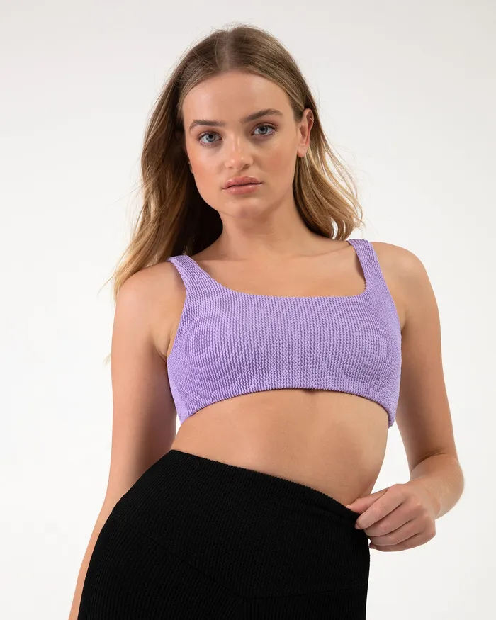 Adult Tops Bloch Crinkle Square Neck Bra Lilac
