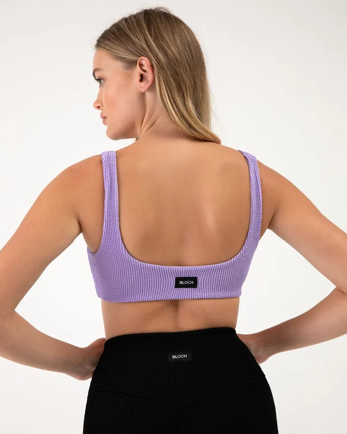 Adult Tops Bloch Crinkle Square Neck Bra Lilac Adult Tops Bloch Crinkle Square Neck Bra Lilac