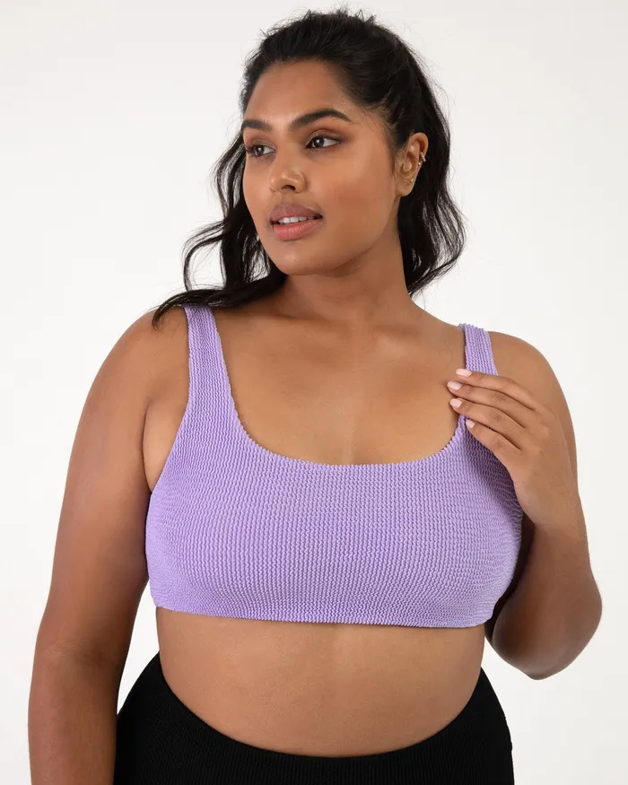 Adult Tops Bloch Crinkle Square Neck Bra Lilac Adult Tops Bloch Crinkle Square Neck Bra Lilac