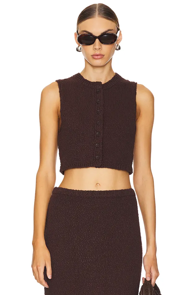 Agnese Cropped Vest Brown Women Lovers and Friends Tops