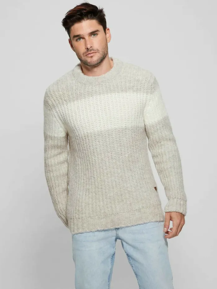 Ale Ribbed Sweater Light Stone Heather Hoodies and Sweaters GUESS Men Ale Ribbed Sweater Light Stone Heather Hoodies and Sweaters GUESS Men