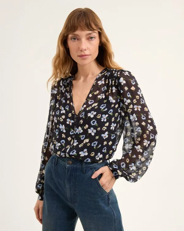 Alec Floral Blouse Navy Multi Women Veronica Beard Tops