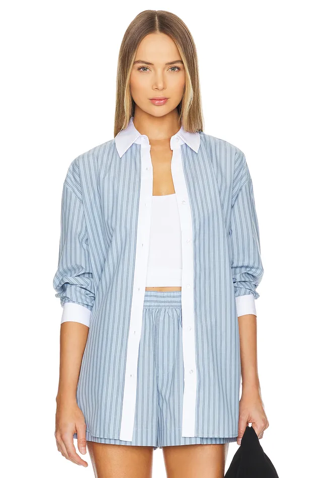 Alice Oversized Top Sky Blue and White Women Lovers and Friends Tops