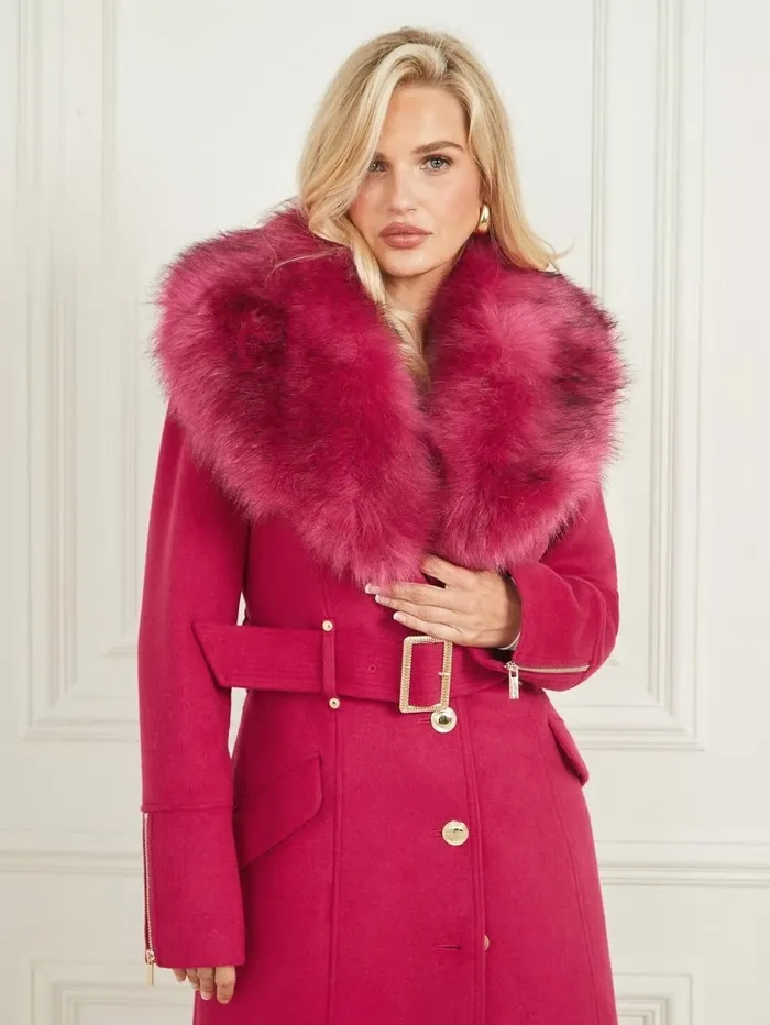Alice WoolBlend Coat Viva Pink Women Jackets and Coats GUESS
