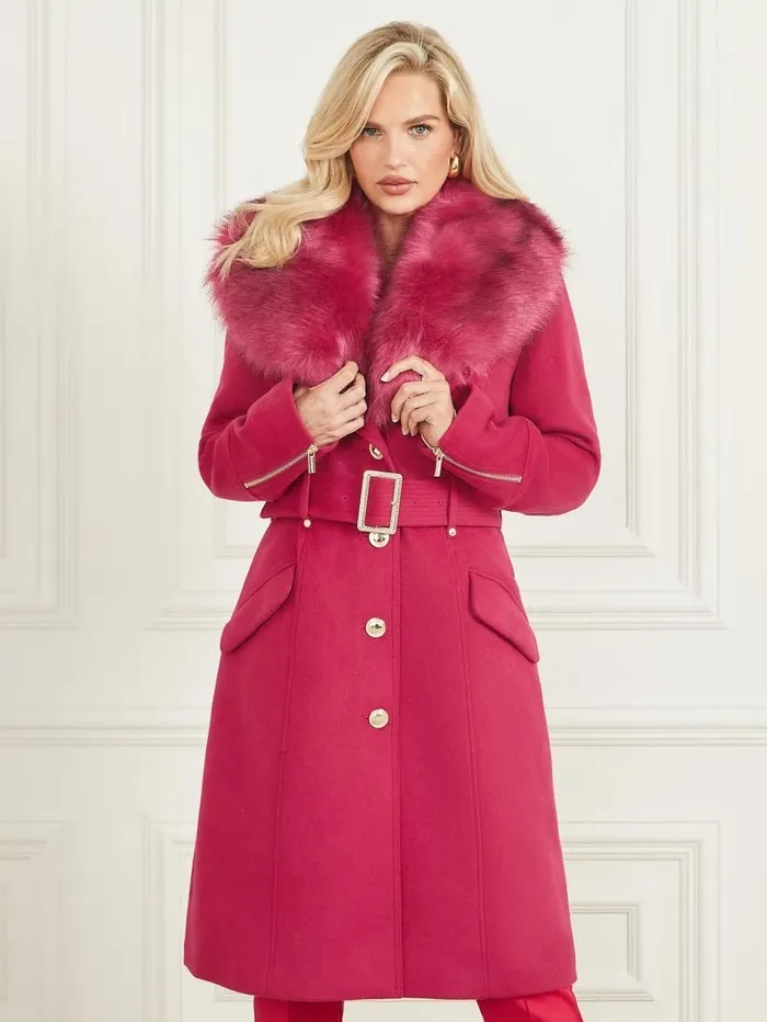 Alice WoolBlend Coat Viva Pink Women Jackets and Coats GUESS