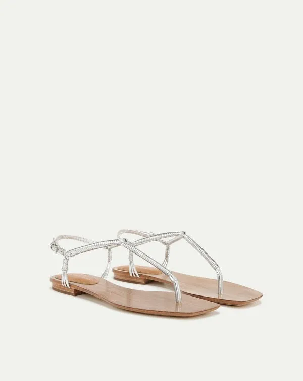 Amelia TStrap Metallic Sandal Silver Women Veronica Beard Shoes Amelia TStrap Metallic Sandal Silver Women Veronica Beard Shoes