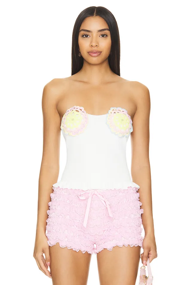 Angie Tube Top White Multi Women Lovers and Friends Tops