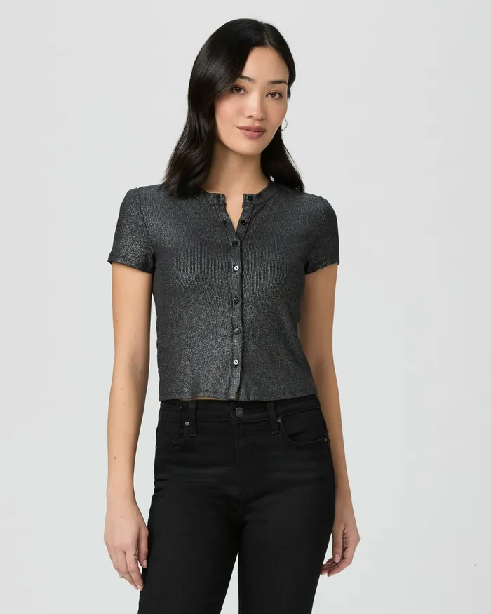 Arren Tee 8211 BlackSilver Tees and Tanks PAIGE Women
