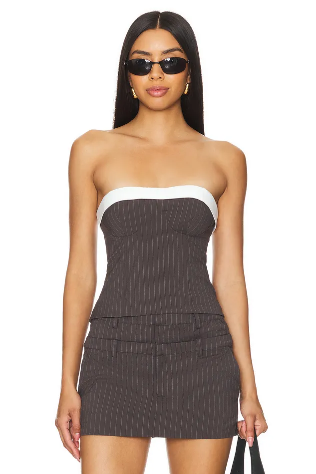 Ashley Top Grey Pinstripe Women Lovers and Friends Tops