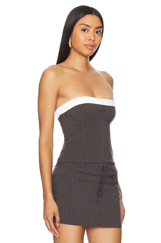 Ashley Top Grey Pinstripe Women Lovers and Friends Tops Ashley Top Grey Pinstripe Women Lovers and Friends Tops