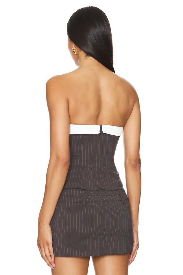 Ashley Top Grey Pinstripe Women Lovers and Friends Tops Ashley Top Grey Pinstripe Women Lovers and Friends Tops