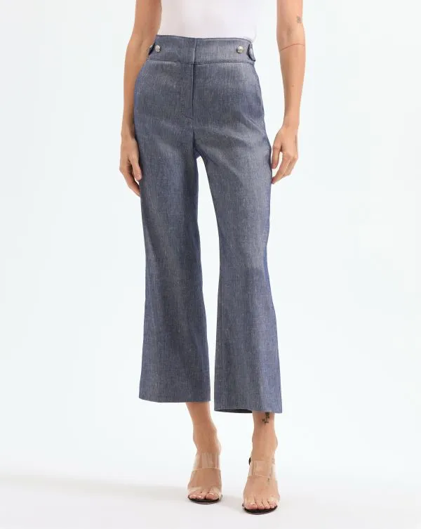 Aubrie Linen Pant Blue Melange Women Veronica Beard Pants Aubrie Linen Pant Blue Melange Women Veronica Beard Pants