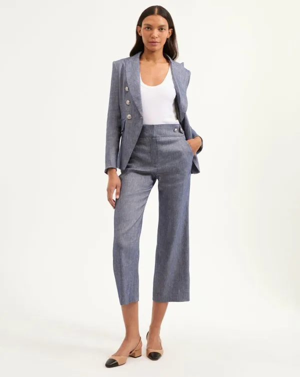 Aubrie Linen Pant Blue Melange Women Veronica Beard Pants Aubrie Linen Pant Blue Melange Women Veronica Beard Pants