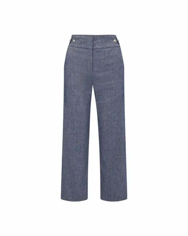 Aubrie Linen Pant Blue Melange Women Veronica Beard Pants Aubrie Linen Pant Blue Melange Women Veronica Beard Pants