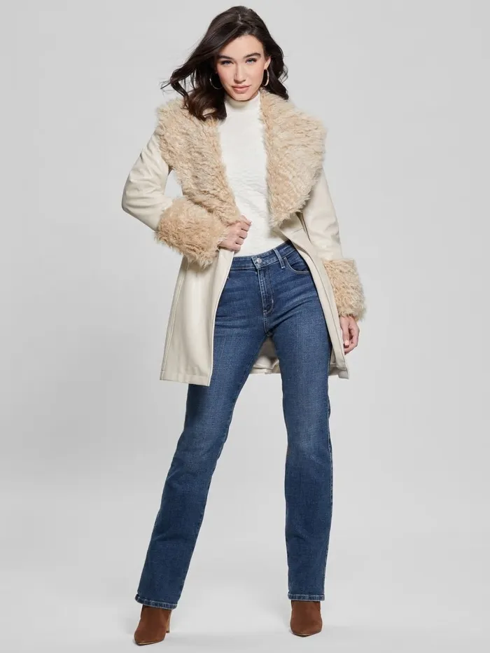 Aurora FauxLeather Coat Pearl Oyster Multi Jackets and Coats GUESS Women Aurora FauxLeather Coat Pearl Oyster Multi Jackets and Coats GUESS Women