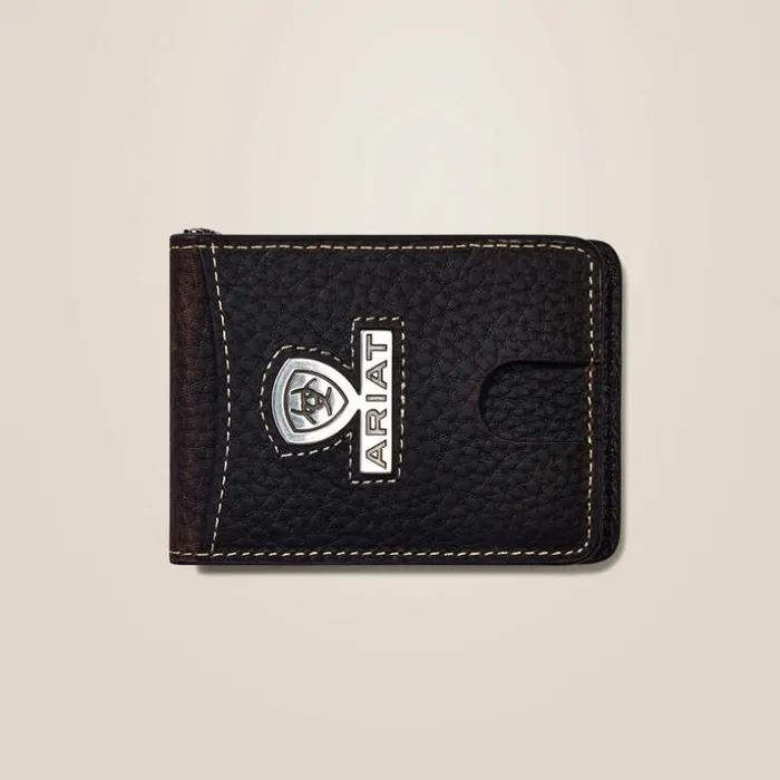 Bags and Wallets Men Ariat Bifold Slim Wallet Staked Logo Brown Rowdy