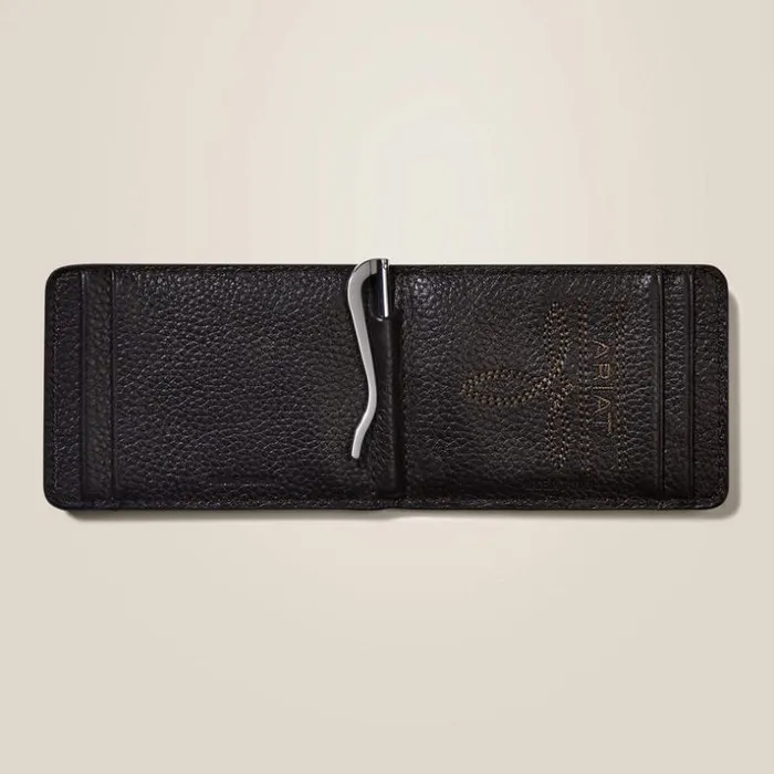 Bags and Wallets Men Ariat Bifold Slim Wallet Staked Logo Brown Rowdy