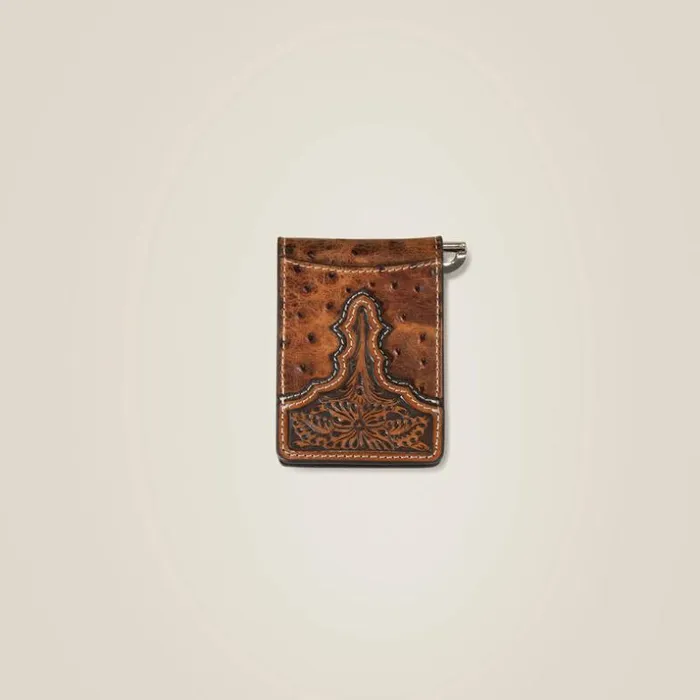 Bags and Wallets Men Ariat Ostrich Clip Wallet Brown
