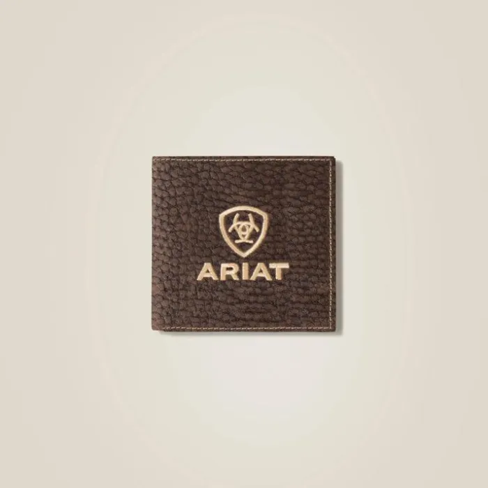 Bags and Wallets Men Ariat Pebble Leather Trifold Wallet Brown