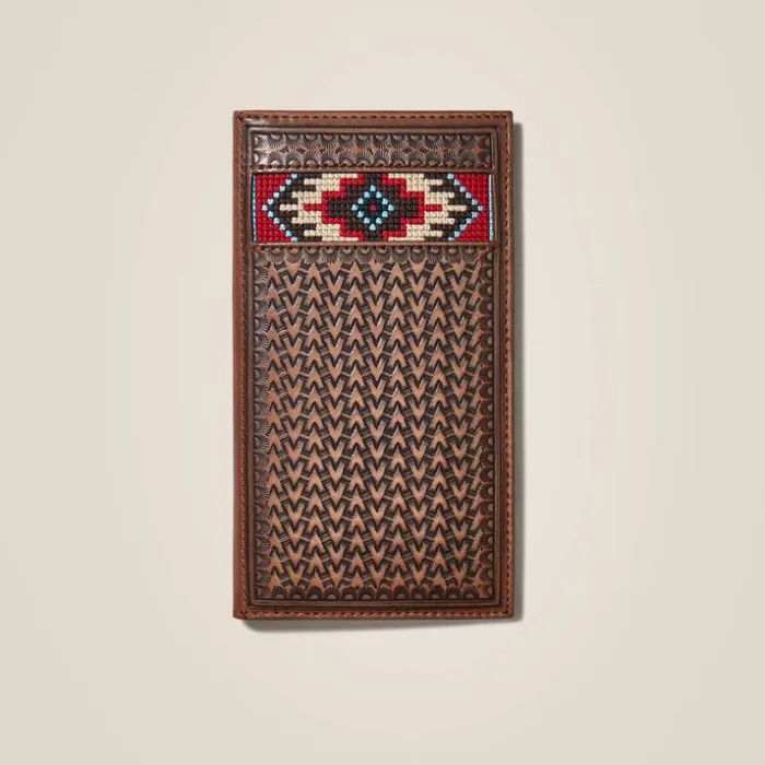 Bags and Wallets Men Ariat Rodeo Wallet Beaded Basketweave Tan
