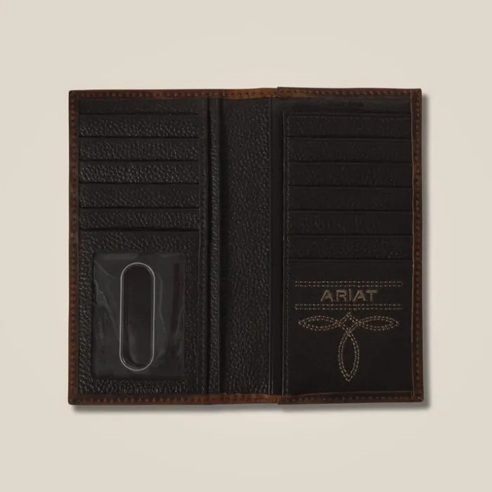 Bags and Wallets Men Ariat Yellow Logo Rodeo Wallet Brown Bags and Wallets Men Ariat Yellow Logo Rodeo Wallet Brown