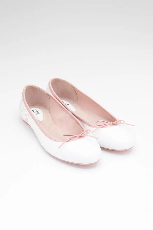 Ballet Flats Ladies Lyra Ballet Flats White Pink Leather 8211 Bloch Adult