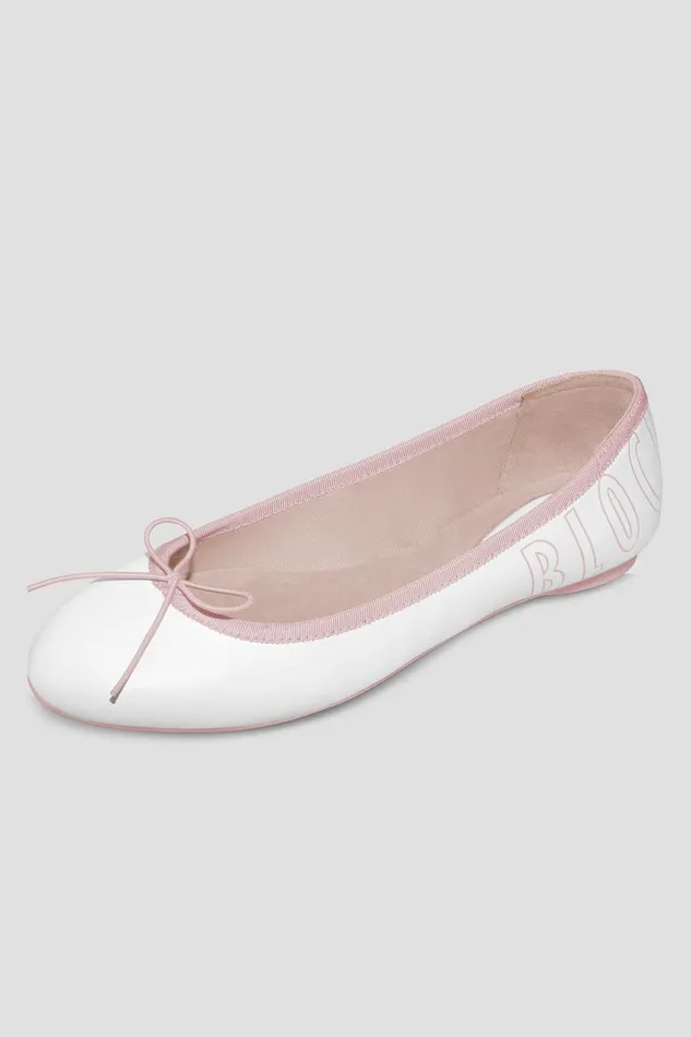 Ballet Flats Ladies Lyra Ballet Flats White Pink Leather 8211 Bloch Adult