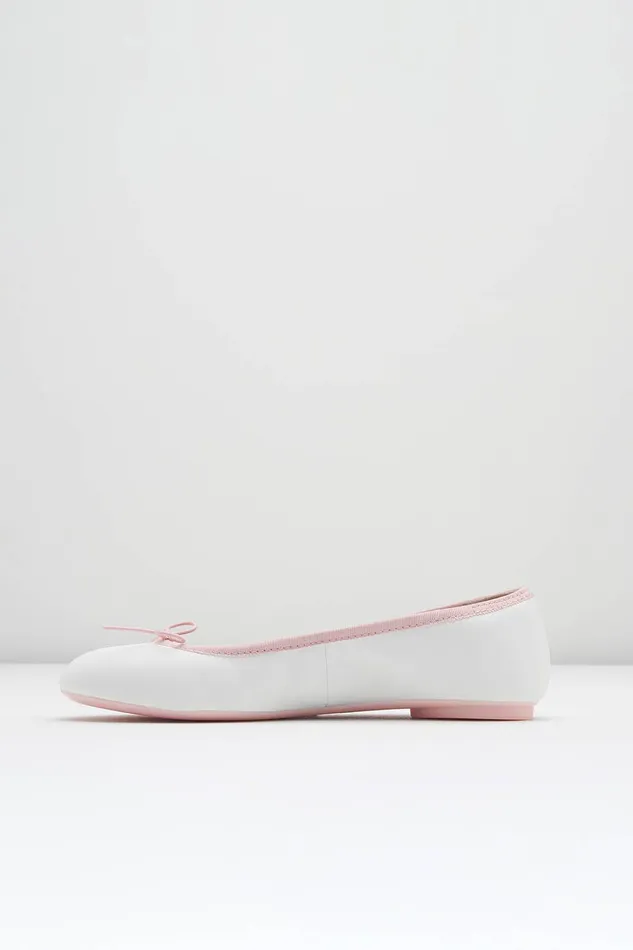 Ballet Flats Ladies Lyra Ballet Flats White Pink Leather 8211 Bloch Adult