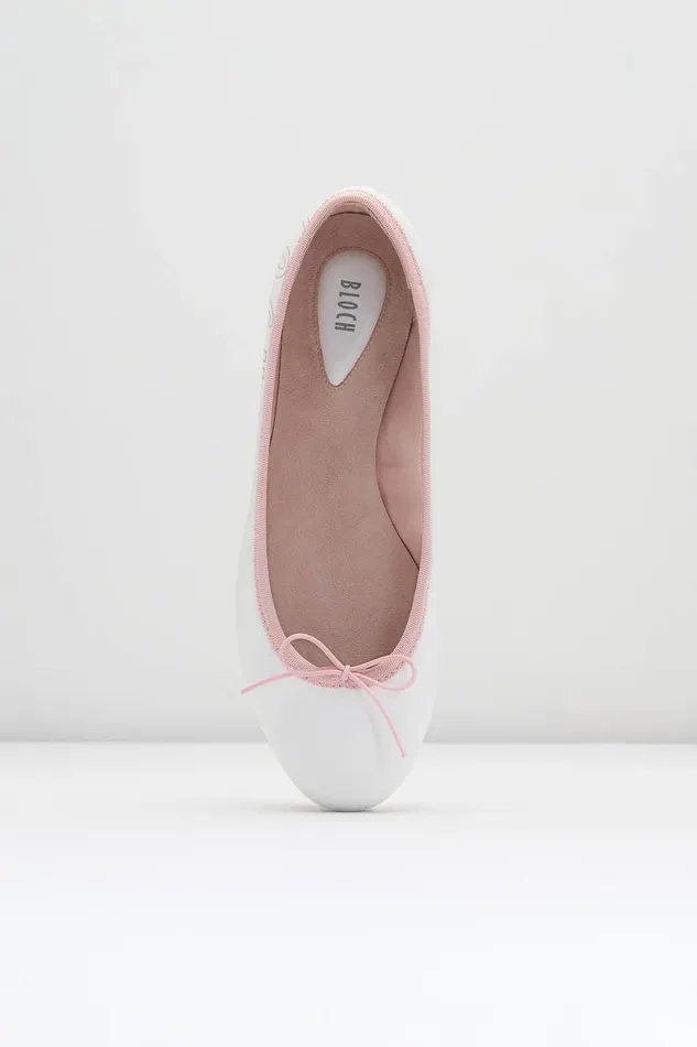 Ballet Flats Ladies Lyra Ballet Flats White Pink Leather 8211 Bloch Adult