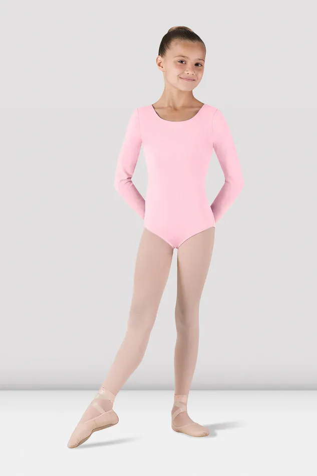Basics Bloch Children Girls Basic Long Sleeve Leotard Candy Pink