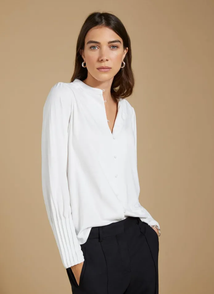 Baukjen Caroline Button Detail Blouse Pure White Clothing