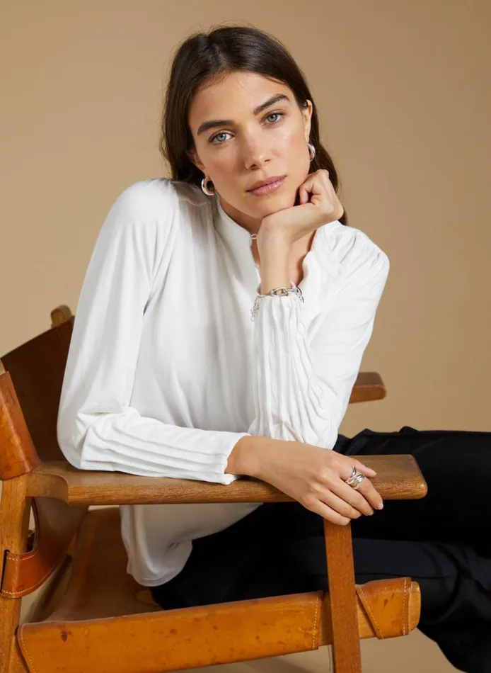 Baukjen Caroline Button Detail Blouse Pure White Clothing