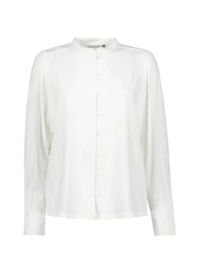 Baukjen Caroline Button Detail Blouse Pure White Clothing