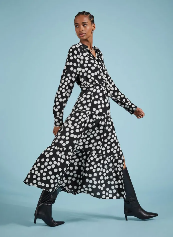Baukjen Cornelia Maxi Shirt Dress Black Painted Polka Clothing