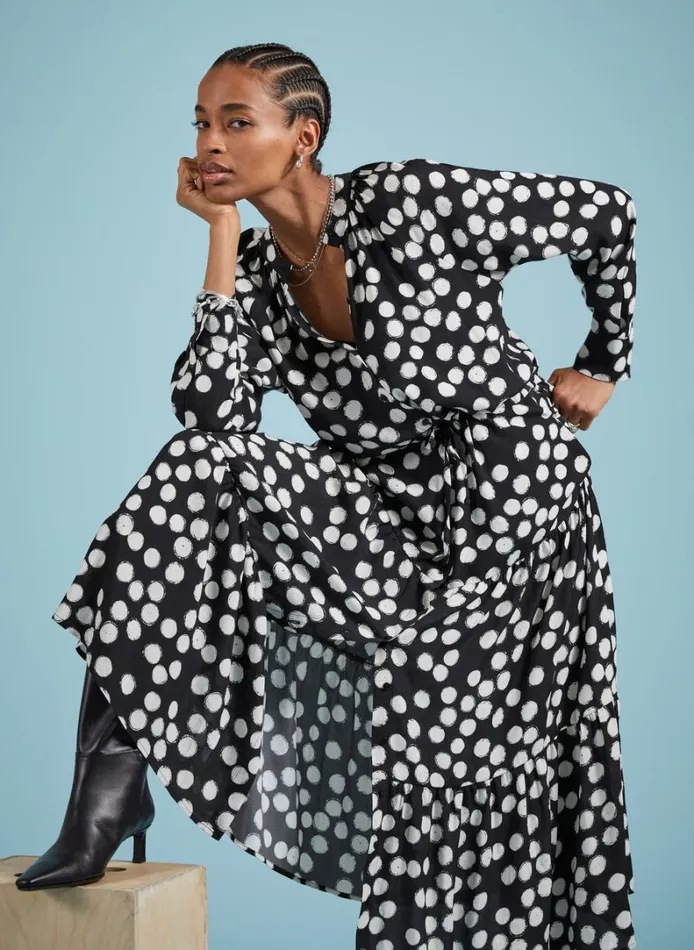 Baukjen Cornelia Maxi Shirt Dress Black Painted Polka Clothing