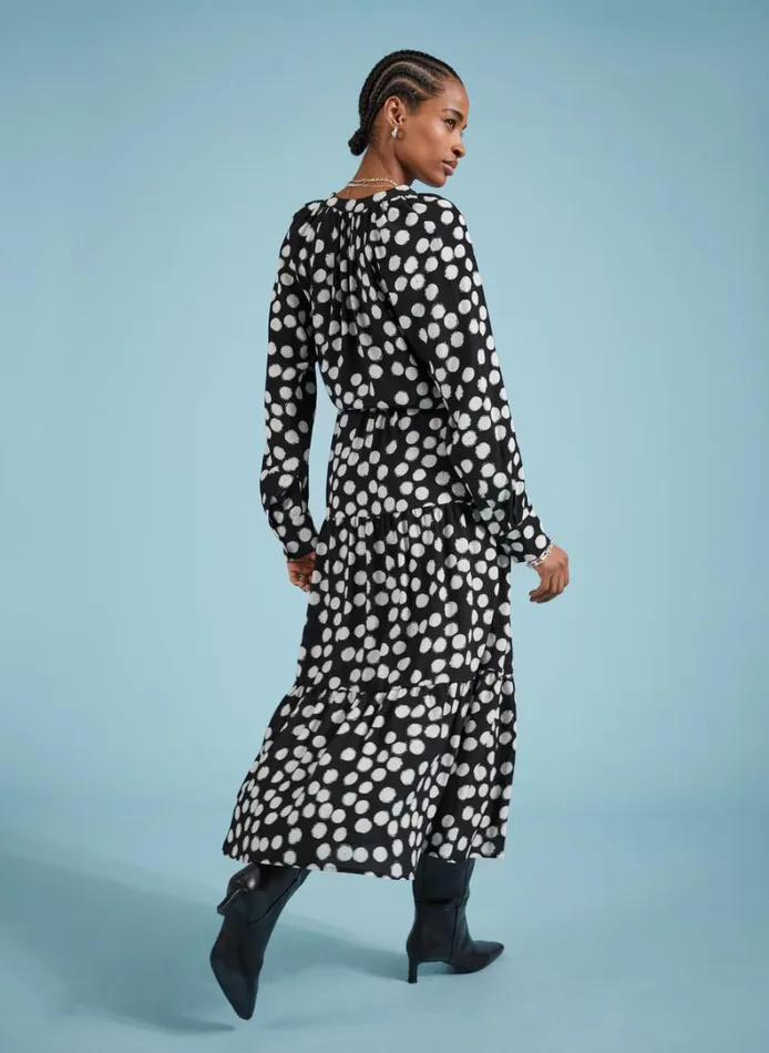 Baukjen Cornelia Maxi Shirt Dress Black Painted Polka Clothing