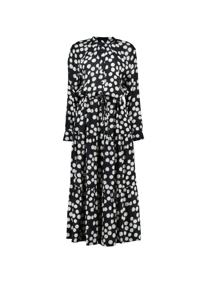 Baukjen Cornelia Maxi Shirt Dress Black Painted Polka Clothing