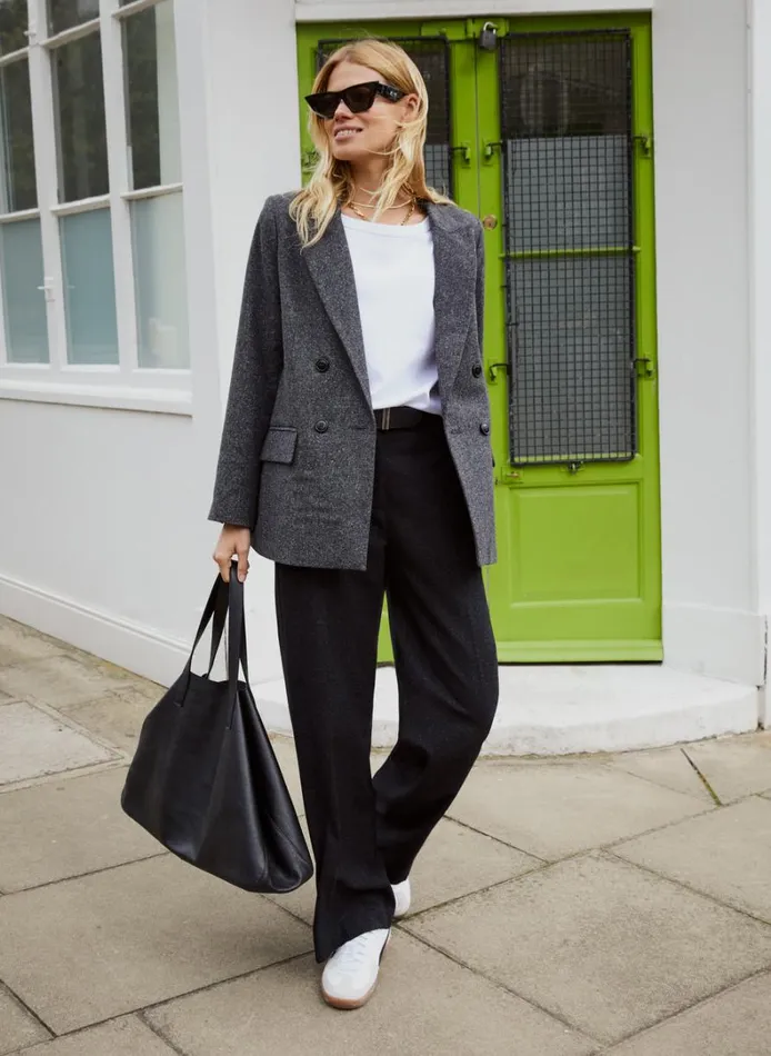 Baukjen Gwynnie Wool Blend Wide LegTrousers Charcoal Clothing