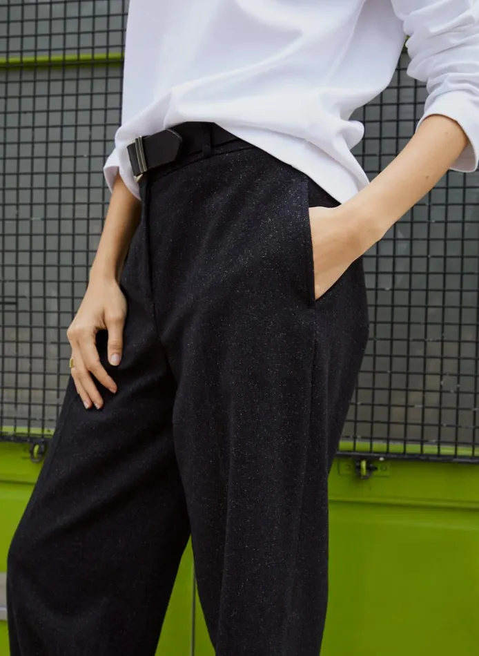 Baukjen Gwynnie Wool Blend Wide LegTrousers Charcoal Clothing