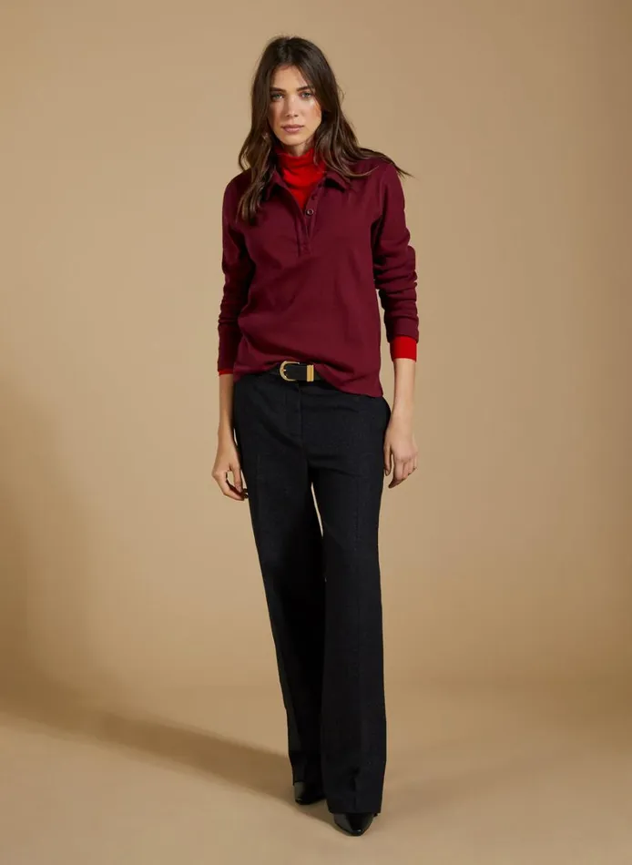 Baukjen Luanne Organic Cotton Collar Top Burgundy Clothing