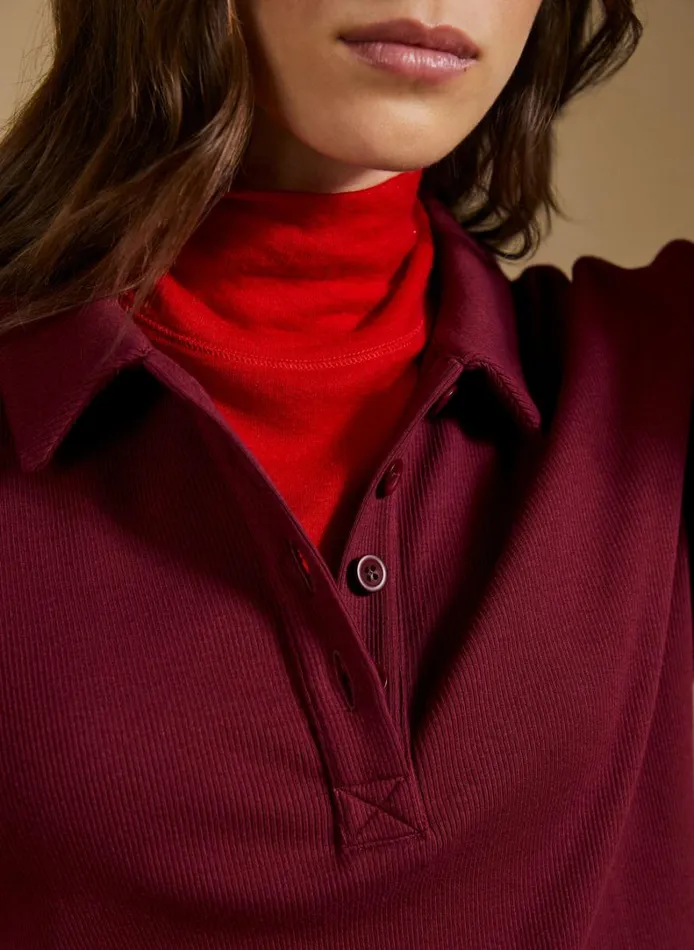 Baukjen Luanne Organic Cotton Collar Top Burgundy Clothing
