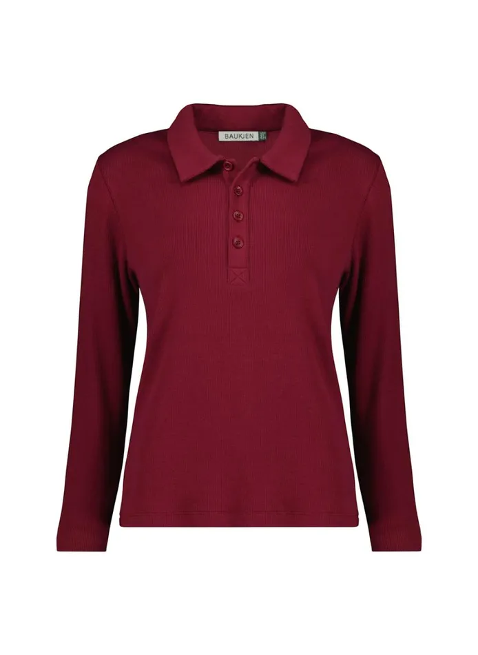 Baukjen Luanne Organic Cotton Collar Top Burgundy Clothing