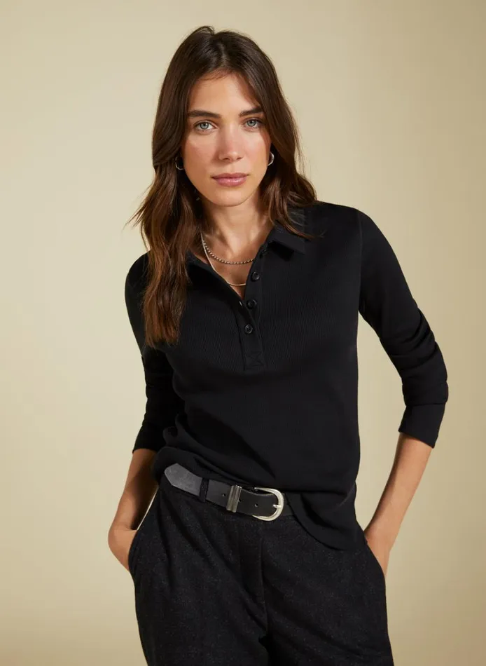 Baukjen Luanne Organic Cotton Collar Top Caviar Black Clothing
