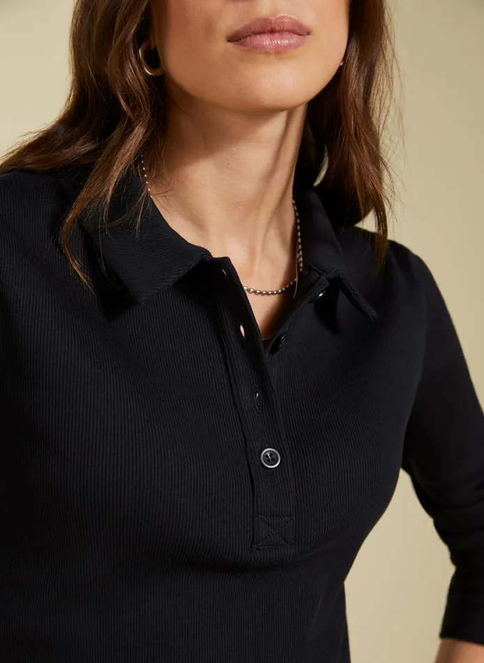 Baukjen Luanne Organic Cotton Collar Top Caviar Black Clothing