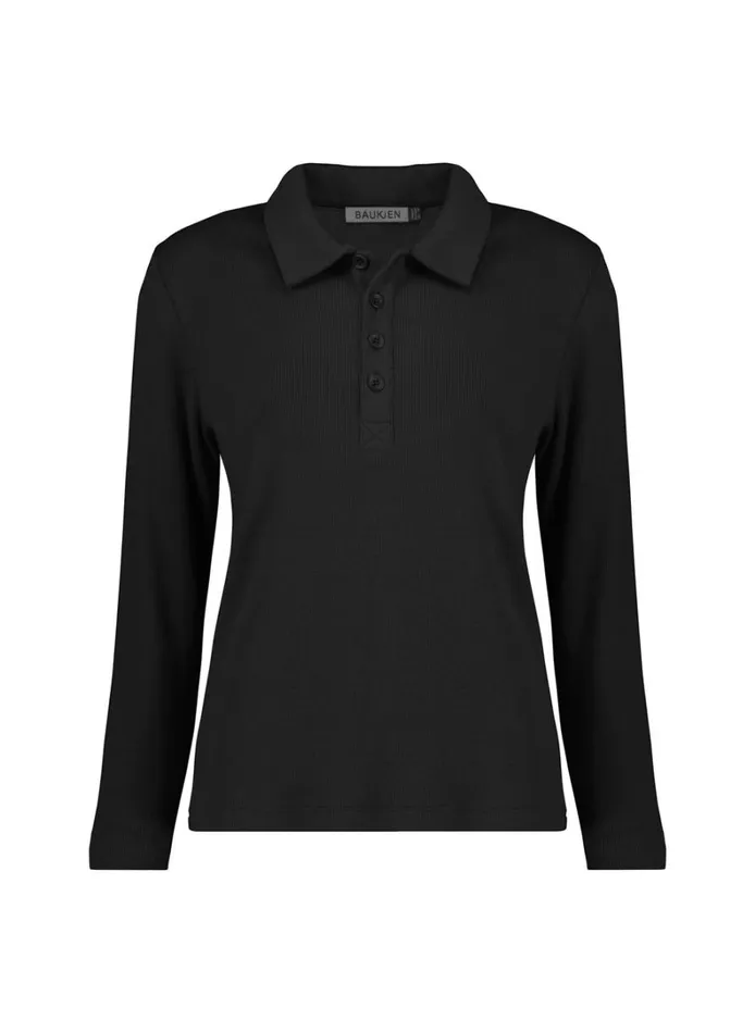 Baukjen Luanne Organic Cotton Collar Top Caviar Black Clothing