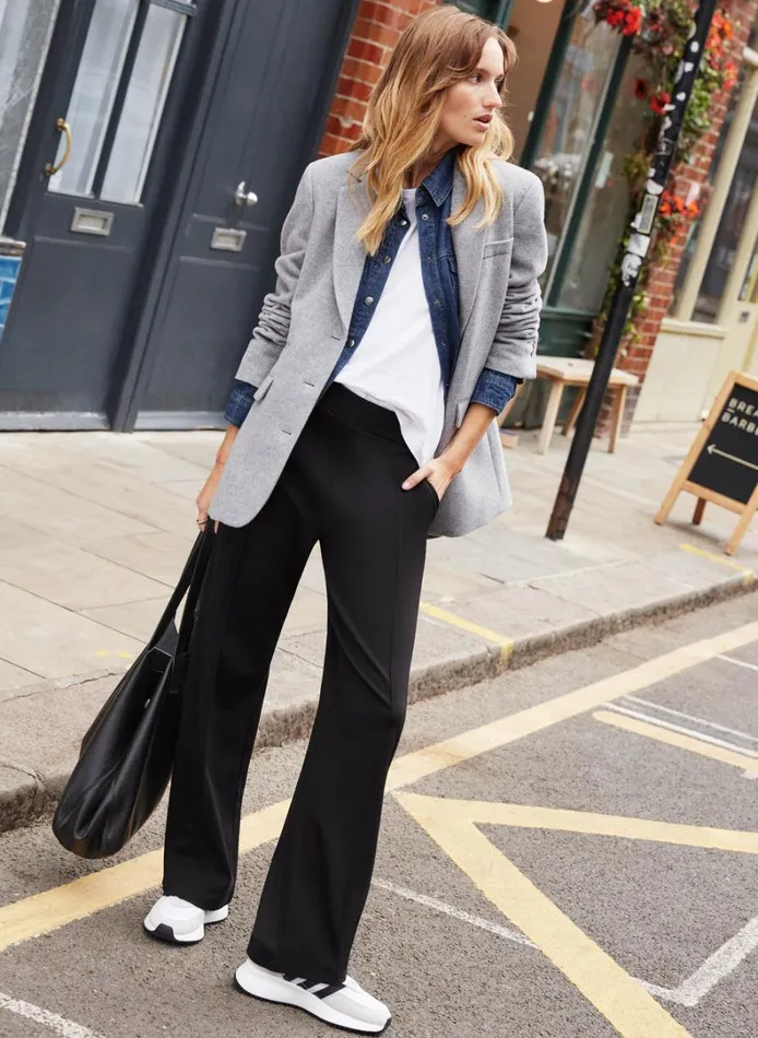 Baukjen Marian Ponte Wide Leg Trousers Caviar Black Clothing