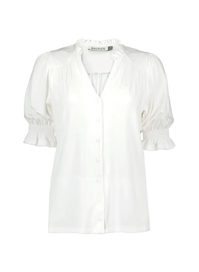 Baukjen Noa Short Sleeve Blouse Pure White Clothing
