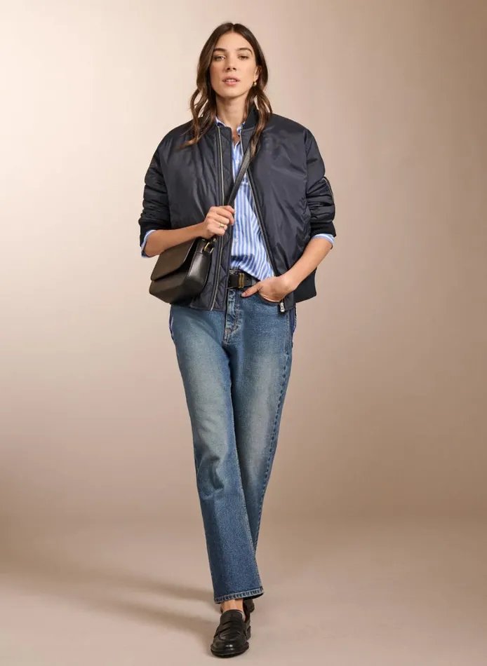 Baukjen Rishma Organic Cotton Shirt Blue And Soft White Clothing