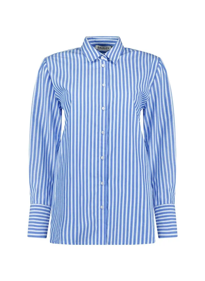 Baukjen Rishma Organic Cotton Shirt Blue And Soft White Clothing