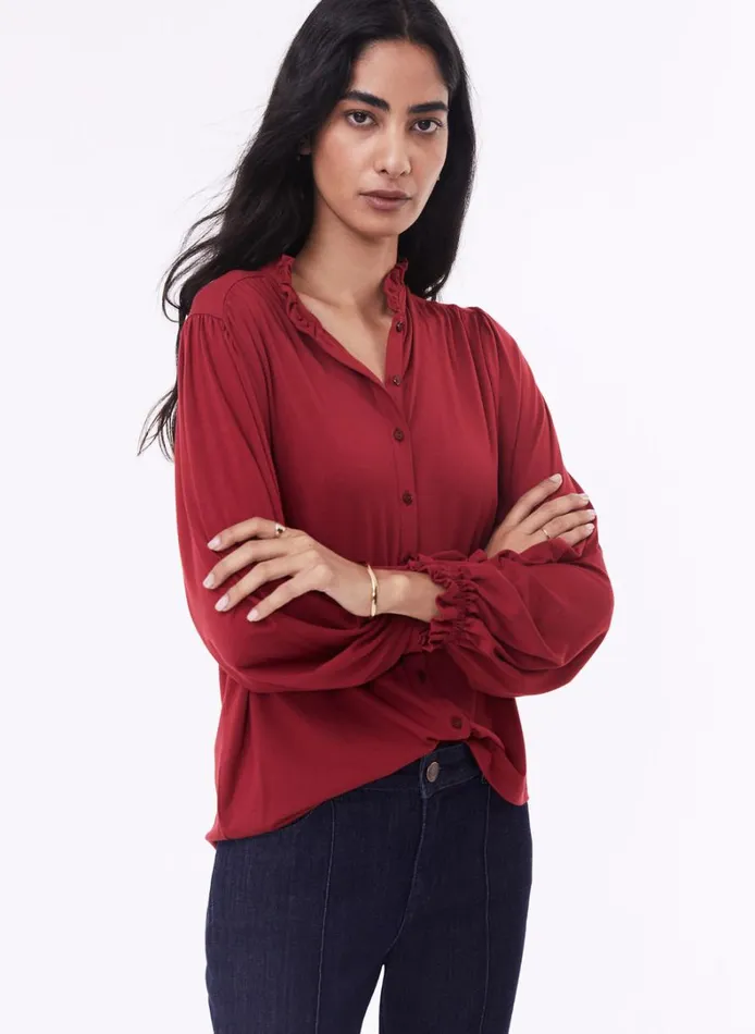 Baukjen SimaFrill Detail Blouse Cardinal Red Clothing